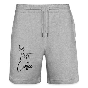 Zuerst Kaffee - Stanley/Stella Unisex Bio Joggingshorts Trainer  - Grau meliert - Vorne - Nik (191cm) & Marisol (170cm)