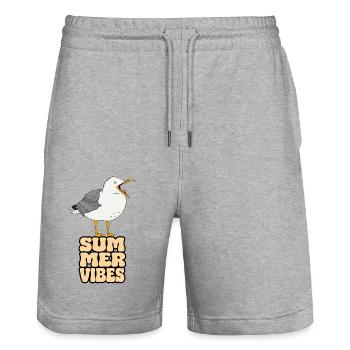 Möwe Summer Vibes - Stanley/Stella Unisex Bio Joggingshorts Trainer  - Grau meliert - Vorne - Nik (191cm) & Marisol (170cm)