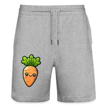Happy Baby Carrot - Stanley/Stella Trainer Unisex Organic Jogging Shorts - heather grey - Front - Nik (191cm) & Marisol (170cm)