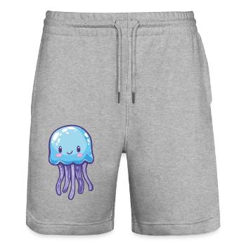 Qualle - Stanley/Stella Unisex Bio Joggingshorts Trainer  - Grau meliert - Vorne - Nik (191cm) & Marisol (170cm)