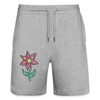 Karikatur-Blume - Stanley/Stella Unisex Bio Joggingshorts Trainer  - Grau meliert - Vorne - Nik (191cm) & Marisol (170cm)