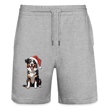 Berger australien Noël - Short de jogging bio TRAINER Stanley/Stella unisexe - gris chiné - Devant - Nik (191cm) & Marisol (170cm)
