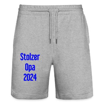 Stolzer Opa 2024 – Perfekt für frischgebackene Opa - Stanley/Stella Unisex Bio Joggingshorts Trainer  - Grau meliert - Vorne - Nik (191cm) & Marisol (170cm)