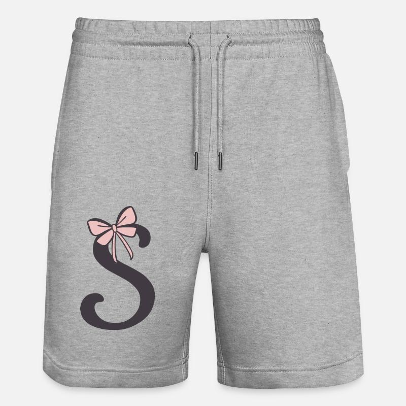 Anfangsbuchstabe S Schleifchen - Stanley/Stella Unisex Bio Joggingshorts Trainer  - Grau meliert
