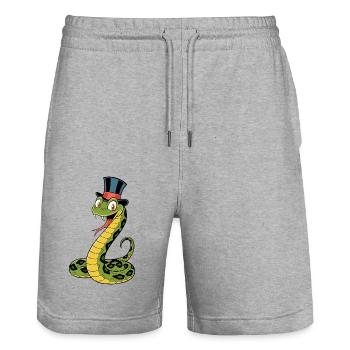 Serpent élégant - Short de jogging bio TRAINER Stanley/Stella unisexe - gris chiné - Devant - Nik (191cm) & Marisol (170cm)