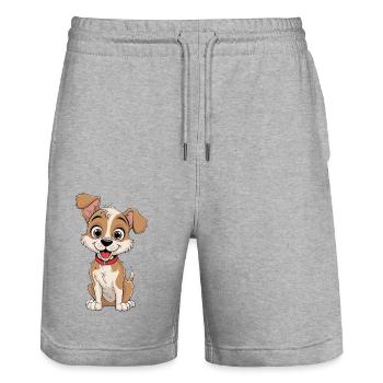 Wagging Friend - Stanley/Stella Unisex Bio Joggingshorts Trainer  - Grau meliert - Vorne - Nik (191cm) & Marisol (170cm)