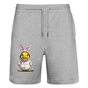 Entenküken im Hasenkostüm - Stanley/Stella Unisex Bio Joggingshorts Trainer  - Grau meliert - Vorne - Nik (191cm) & Marisol (170cm)