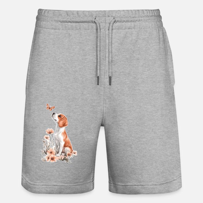 Beagle et papillon - Short de jogging bio TRAINER Stanley/Stella unisexe - gris chiné