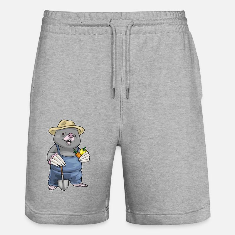Mole Farmer Vegetables - Stanley/Stella Trainer Unisex Organic Jogging Shorts - heather grey