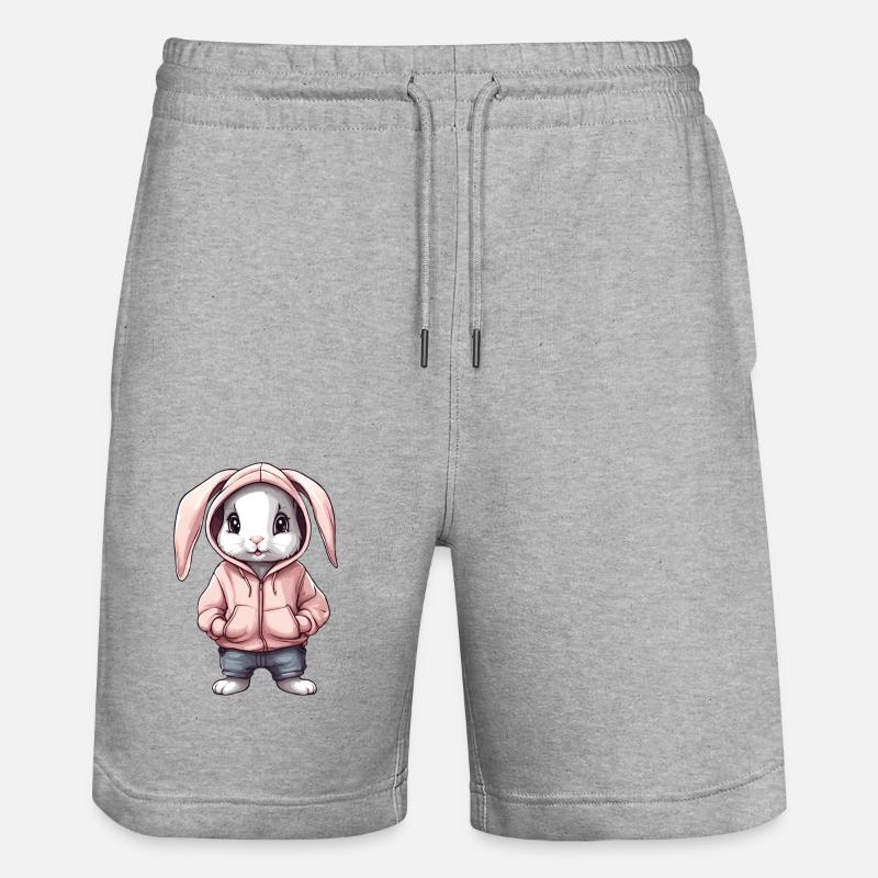 Lapin mignon avec pull hoddie - Short de jogging bio TRAINER Stanley/Stella unisexe - gris chiné