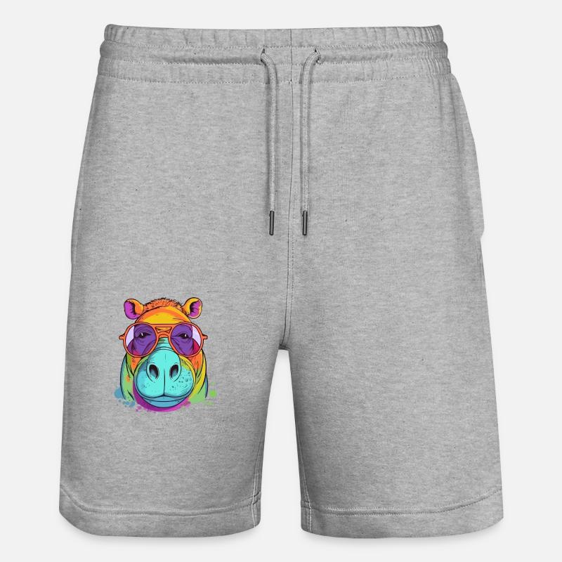 Harry l'hippopotame - Short de jogging bio TRAINER Stanley/Stella unisexe - gris chiné