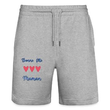 BONNE FÊTE MAMAN. MAMAN. FÊTE DES MÈRES - Short de jogging bio TRAINER Stanley/Stella unisexe - gris chiné - Devant - Nik (191cm) & Marisol (170cm)