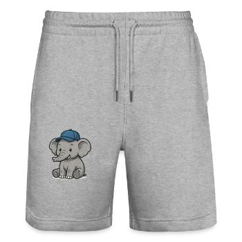 Cool Elephant with Baseball Cap – Funny Cartoon - Stanley/Stella Trainer Unisex Organic Jogging Shorts - heather grey - Front - Nik (191cm) & Marisol (170cm)