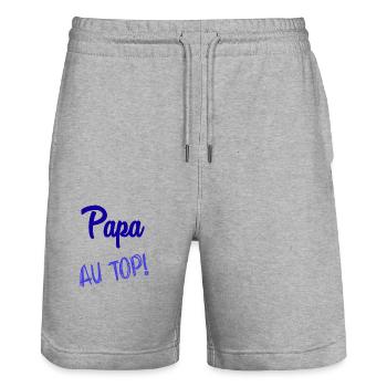 HAPPY FATHER'S DAY. DAD. FATHER'S DAY - Stanley/Stella Trainer Unisex Organic Jogging Shorts - heather grey - Front - Nik (191cm) & Marisol (170cm)