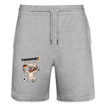 Toorjubelnder Pudel - Deutschland Fußballfan - Stanley/Stella Unisex Bio Joggingshorts Trainer  - Grau meliert - Vorne - Nik (191cm) & Marisol (170cm)