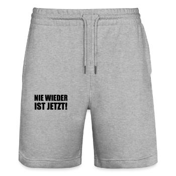 Nie Wieder Ist Jetzt Spruch Schriftzug - Stanley/Stella Unisex Bio Joggingshorts Trainer  - Grau meliert - Vorne - Nik (191cm) & Marisol (170cm)