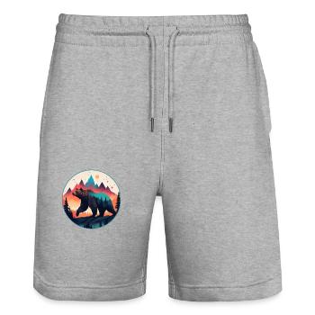 Grizzly Bear Kodiak Bear Silhouette d’ours brun - Short de jogging bio TRAINER Stanley/Stella unisexe - gris chiné - Devant - Nik (191cm) & Marisol (170cm)