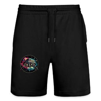 Fantastic spider spaceship in space - Stanley/Stella Trainer Unisex Organic Jogging Shorts - black - Front - Nik (191cm) & Marisol (170cm)