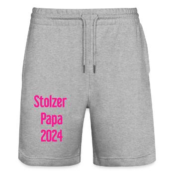 Proud Dad 2024 – for new fathers - Stanley/Stella Trainer Unisex Organic Jogging Shorts - heather grey - Front - Nik (191cm) & Marisol (170cm)