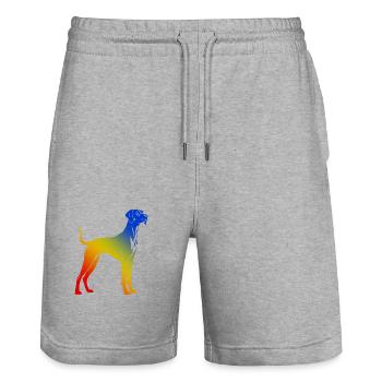 Great Dane Dog Colorful - Stanley/Stella Trainer Unisex Organic Jogging Shorts - heather grey - Front - Nik (191cm) & Marisol (170cm)