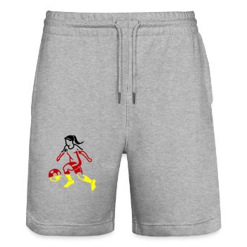 Équipe féminine de football d’Allemagne - Short de jogging bio TRAINER Stanley/Stella unisexe - gris chiné - Devant - Nik (191cm) & Marisol (170cm)