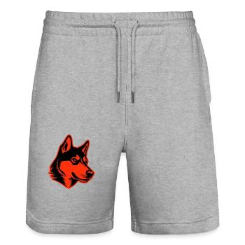 Tête de chien husky - Short de jogging bio TRAINER Stanley/Stella unisexe - gris chiné - Devant - Nik (191cm) & Marisol (170cm)