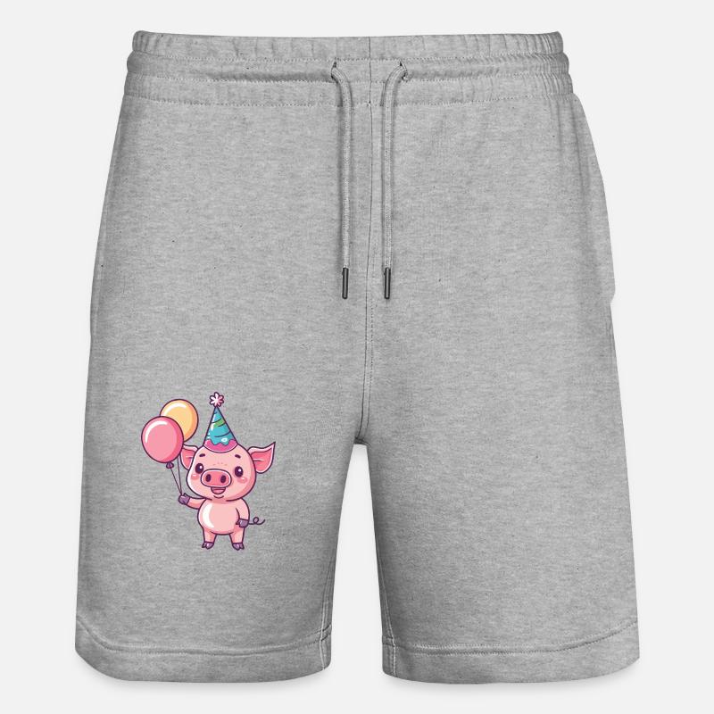 Cochon Anniversaire Bébé - Short de jogging bio TRAINER Stanley/Stella unisexe - gris chiné
