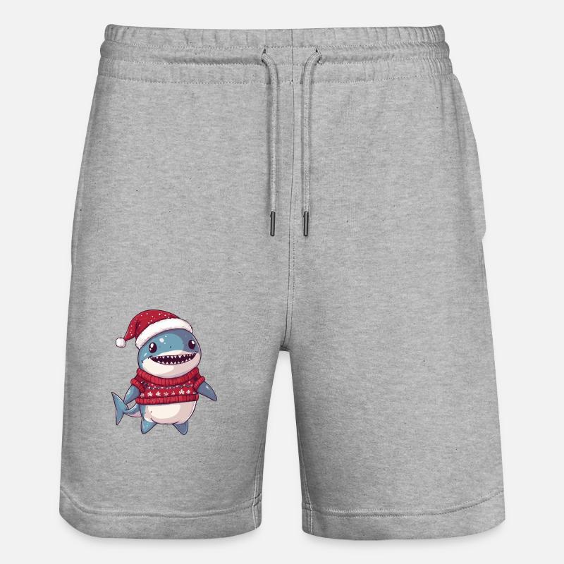 Hai Weihnachten Comic - Stanley/Stella Unisex Bio Joggingshorts Trainer  - Grau meliert