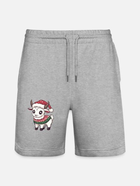 Bergziege Weihnachten Comic - Stanley/Stella Unisex Bio Joggingshorts Trainer  - Grau meliert