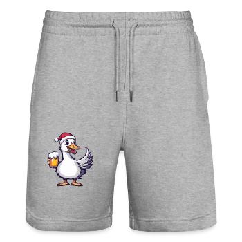 Goose Beer Noël - Short de jogging bio TRAINER Stanley/Stella unisexe - gris chiné - Devant - Nik (191cm) & Marisol (170cm)