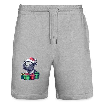 Cadeaux de Noël Rhino - Short de jogging bio TRAINER Stanley/Stella unisexe - gris chiné - Devant - Nik (191cm) & Marisol (170cm)