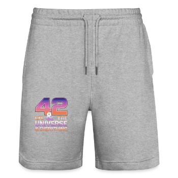 Life Universe Everything 42 Antwort - Stanley/Stella Unisex Bio Joggingshorts Trainer  - Grau meliert - Vorne - Nik (191cm) & Marisol (170cm)