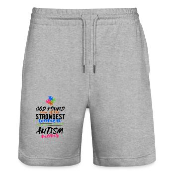 Autism Mom - Stanley/Stella Trainer Unisex Organic Jogging Shorts - heather grey - Front - Nik (191cm) & Marisol (170cm)