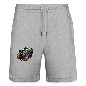Phantasie Raumschiff in Hummer Form - Stanley/Stella Unisex Bio Joggingshorts Trainer  - Grau meliert - Vorne - Nik (191cm) & Marisol (170cm)