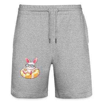 Hase Sommer Comic - Stanley/Stella Unisex Bio Joggingshorts Trainer  - Grau meliert - Vorne - Nik (191cm) & Marisol (170cm)