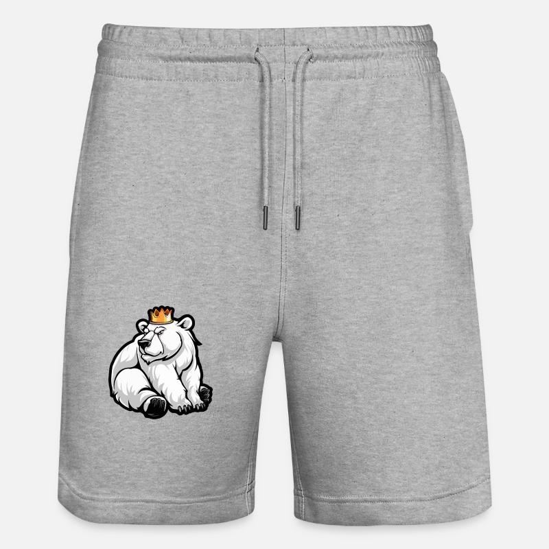 Eisbär Comic Krone - Stanley/Stella Unisex Bio Joggingshorts Trainer  - Grau meliert