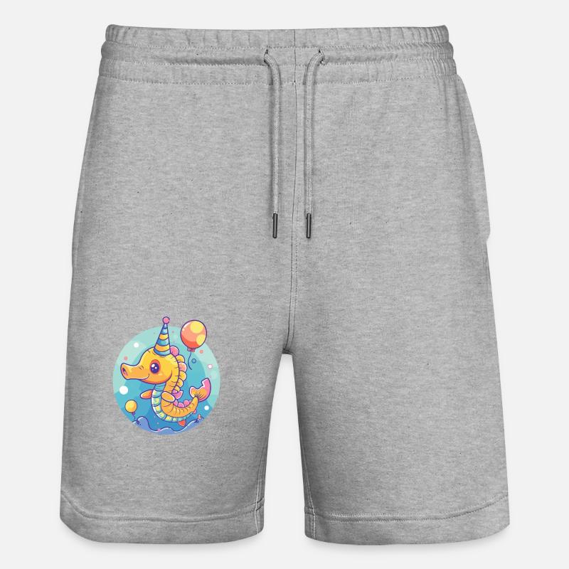 Bande dessinée d’anniversaire hippocampe - Short de jogging bio TRAINER Stanley/Stella unisexe - gris chiné