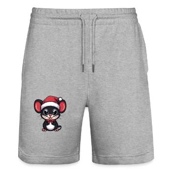 Souris Noël Noël - Short de jogging bio TRAINER Stanley/Stella unisexe - gris chiné - Devant - Nik (191cm) & Marisol (170cm)