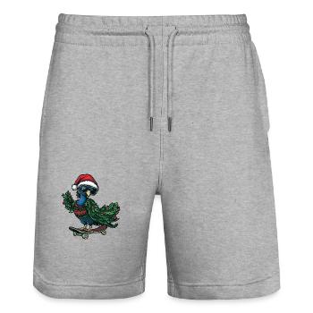 Peacock Bird Christmas Funny - Stanley/Stella Trainer Unisex Organic Jogging Shorts - heather grey - Front - Nik (191cm) & Marisol (170cm)