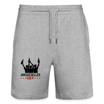 Junggesellenabschied Crew Jga Junggesellen - Stanley/Stella Unisex Bio Joggingshorts Trainer  - Grau meliert - Vorne - Nik (191cm) & Marisol (170cm)