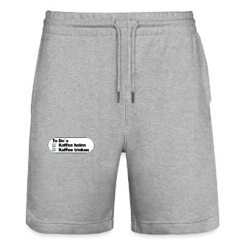 Kaffee To Do - Stanley/Stella Unisex Bio Joggingshorts Trainer  - Grau meliert - Vorne - Nik (191cm) & Marisol (170cm)