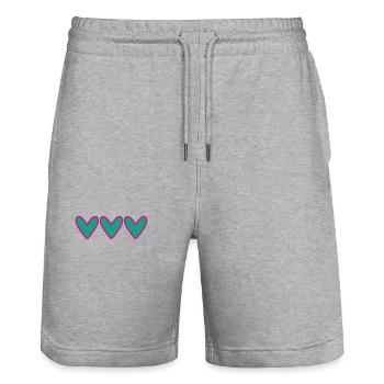 HEART. HEARTS. VALENTINE'S DAY. LOVE. LOVE. COUPLE. - Stanley/Stella Trainer Unisex Organic Jogging Shorts - heather grey - Front - Nik (191cm) & Marisol (170cm)