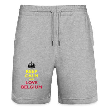 Keep Calm & Love Belgium - Stanley/Stella Unisex Bio Joggingshorts Trainer  - Grau meliert - Vorne - Nik (191cm) & Marisol (170cm)