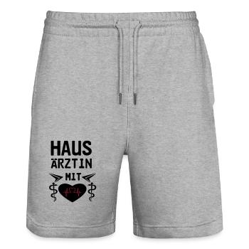 Hausärztin mit Herz Geschenk - Stanley/Stella Unisex Bio Joggingshorts Trainer  - Grau meliert - Vorne - Nik (191cm) & Marisol (170cm)