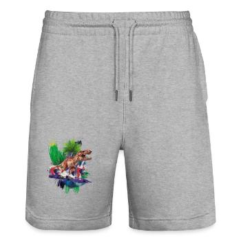 T-Rex - Dinosaurs - Trex - tyrannosaurus rex - Stanley/Stella Trainer Unisex Organic Jogging Shorts - heather grey - Front - Nik (191cm) & Marisol (170cm)