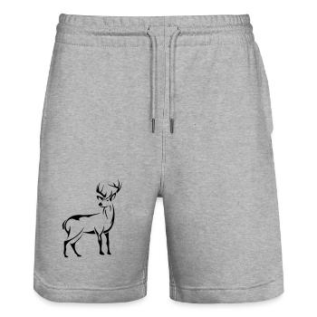 Schöner Hirsch - Stanley/Stella Unisex Bio Joggingshorts Trainer  - Grau meliert - Vorne - Nik (191cm) & Marisol (170cm)