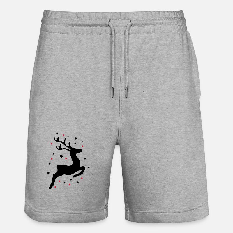 springendes Rentier - Stanley/Stella Unisex Bio Joggingshorts Trainer  - Grau meliert