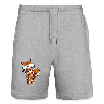 Fox with baby fox - cartoon gift - children - Stanley/Stella Trainer Unisex Organic Jogging Shorts - heather grey - Front - Nik (191cm) & Marisol (170cm)