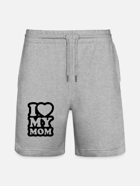 I love my mom - Ik hou van mijn moeder - Stanley/Stella uniseks bio-joggingshorts Mover  - grijs gemêleerd