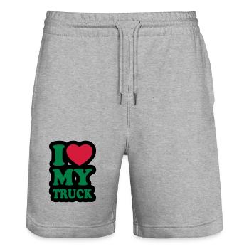 I love my truck - Stanley/Stella Trainer Unisex Organic Jogging Shorts - heather grey - Front - Nik (191cm) & Marisol (170cm)